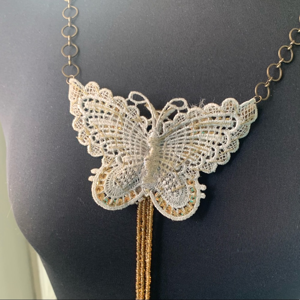 Necklace Butterfly Sequin Beaded Statement Neckla… - image 7